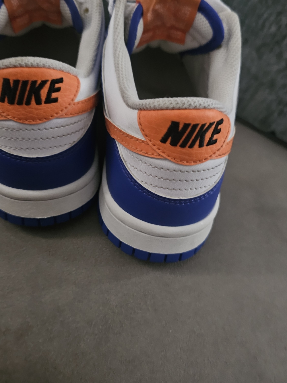 Nike Kids Dunk Low 'Knicks' White And Orange Sneakers - Picture 4 of 8